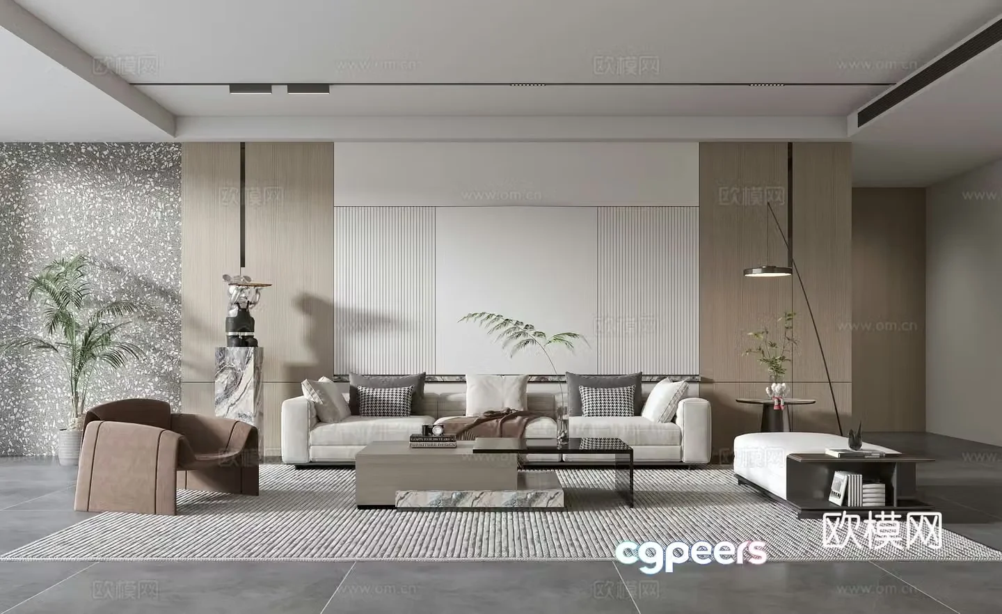 Modern living room Modern sofa coffee table combination Modern background wall 3d model