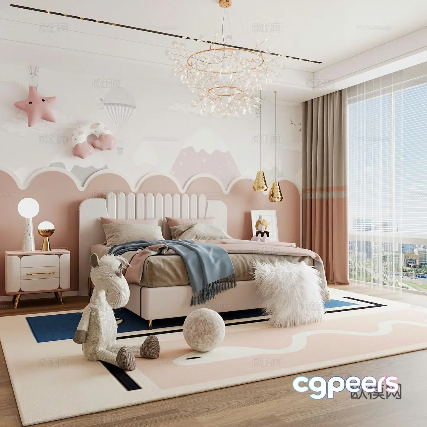 Modern children’s room girl’s room 3d model