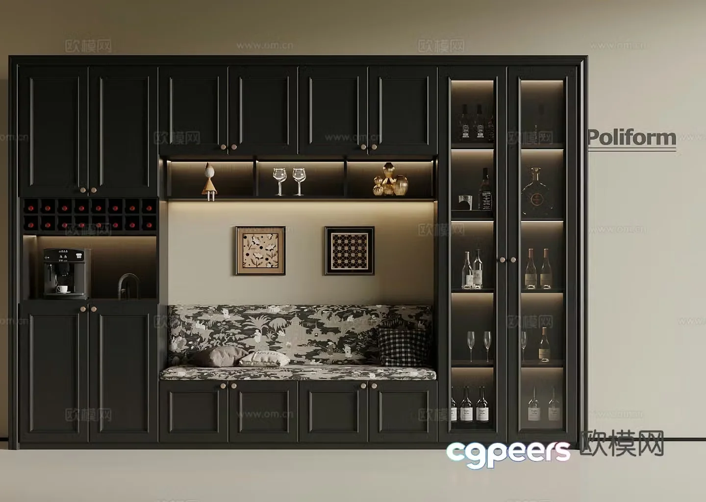 American style deck wine cabinet 3D model