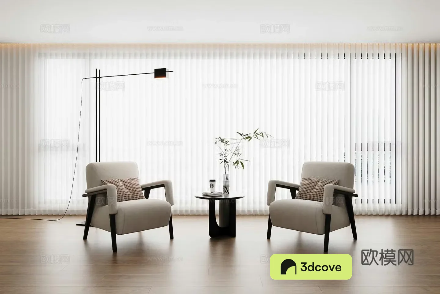 Modern dream curtain vertical blinds vertical curtain leisure chair floor lamp side
