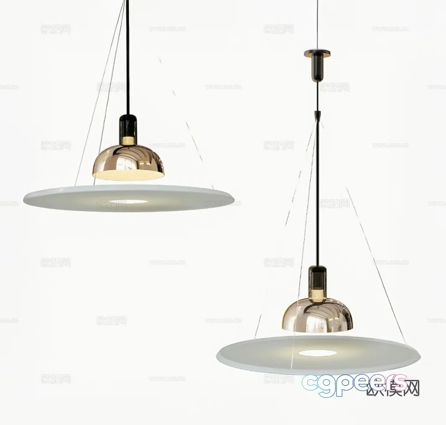 Frisbi straw hat chandelier bedside chandelier 3d model