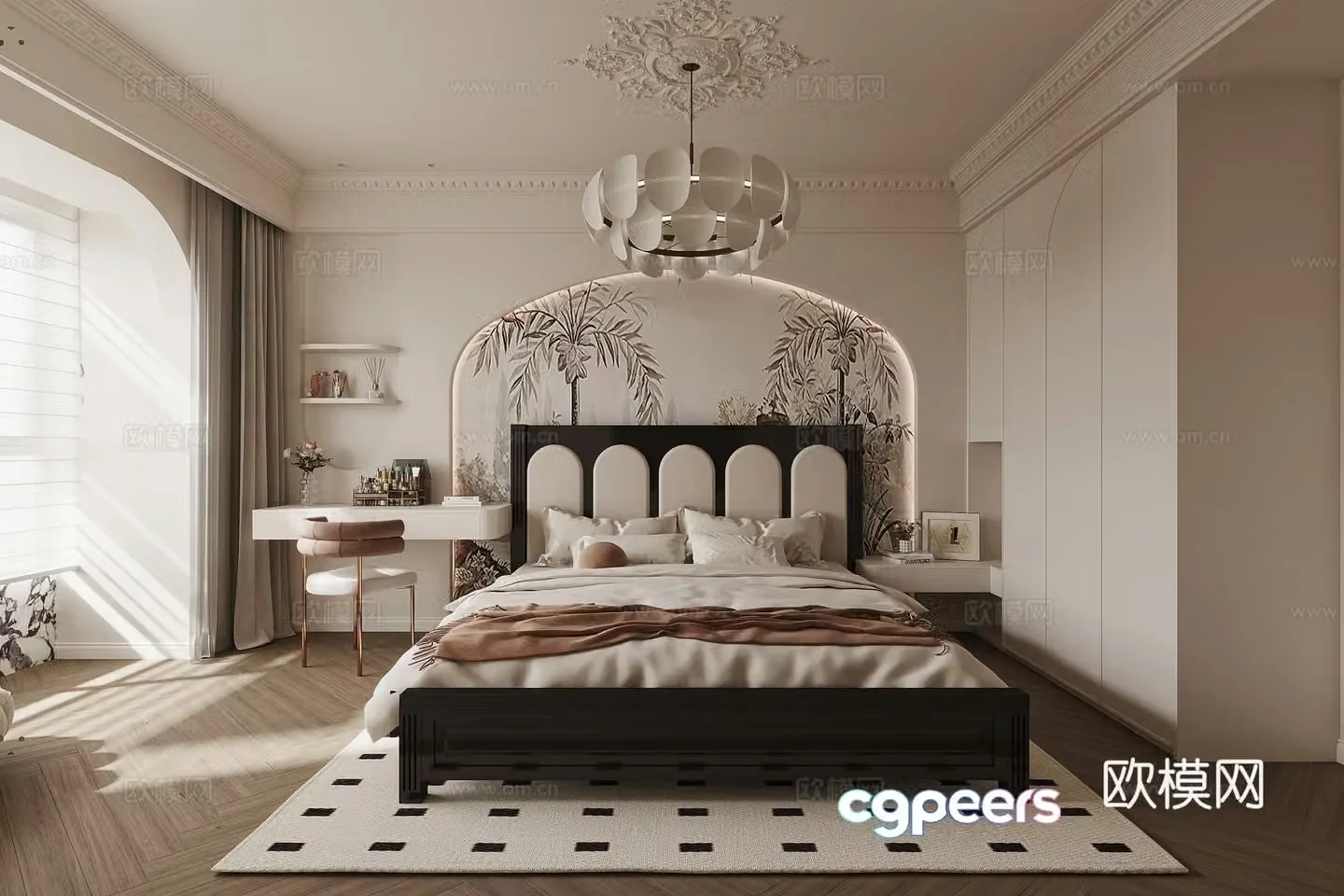 Modern medieval French bedroom 3d model