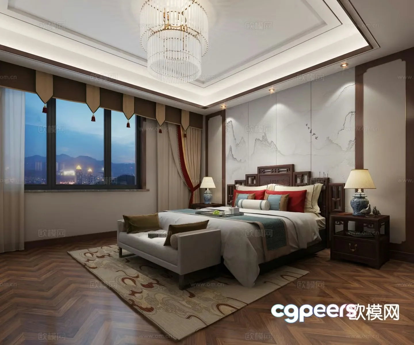 New Chinese style bedroom master bedroom 3d model