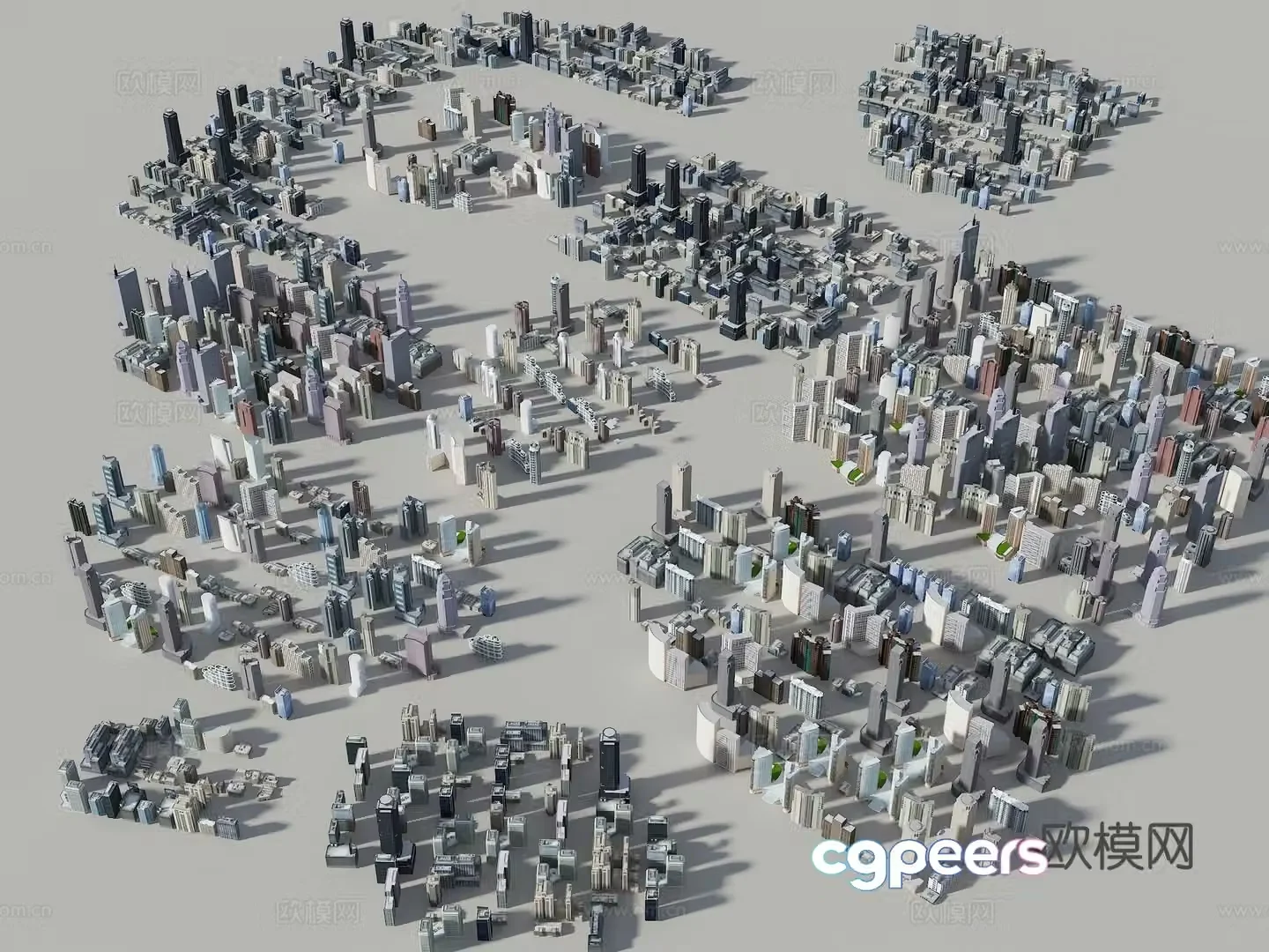 Modern bird’s-eye view planning Bird’s-eye view planning simple model Bird’s-eye view urban building annex building 3D model