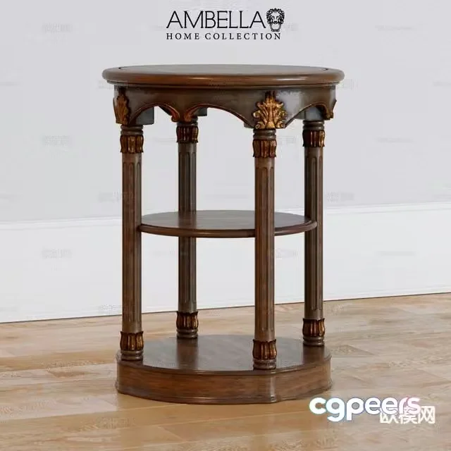 European solid wood side table corner table round table 3D model