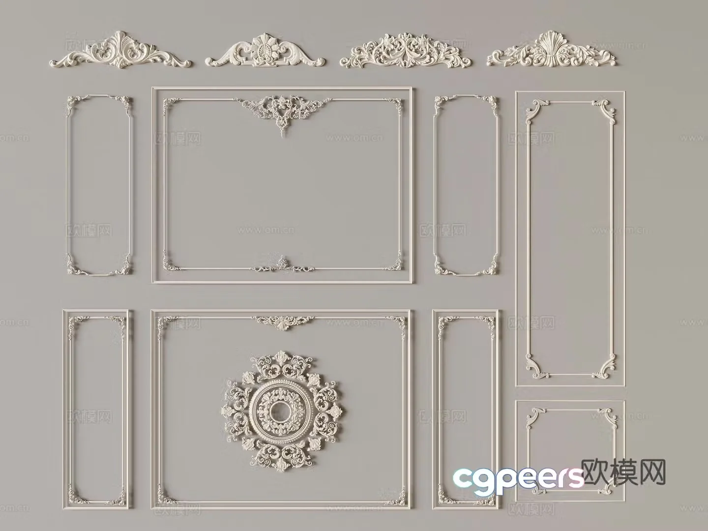 French carving gypsum lines 3d model
