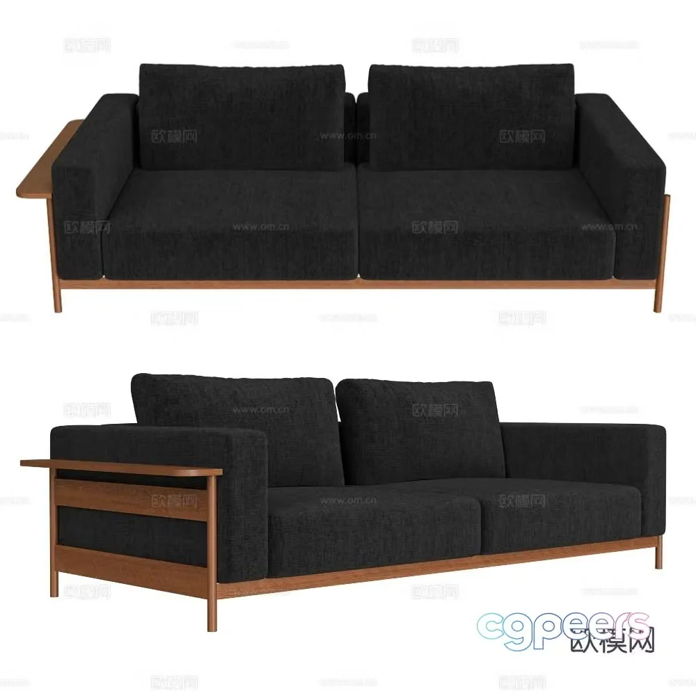 Scandic double sofa upholstered sofa 3d model