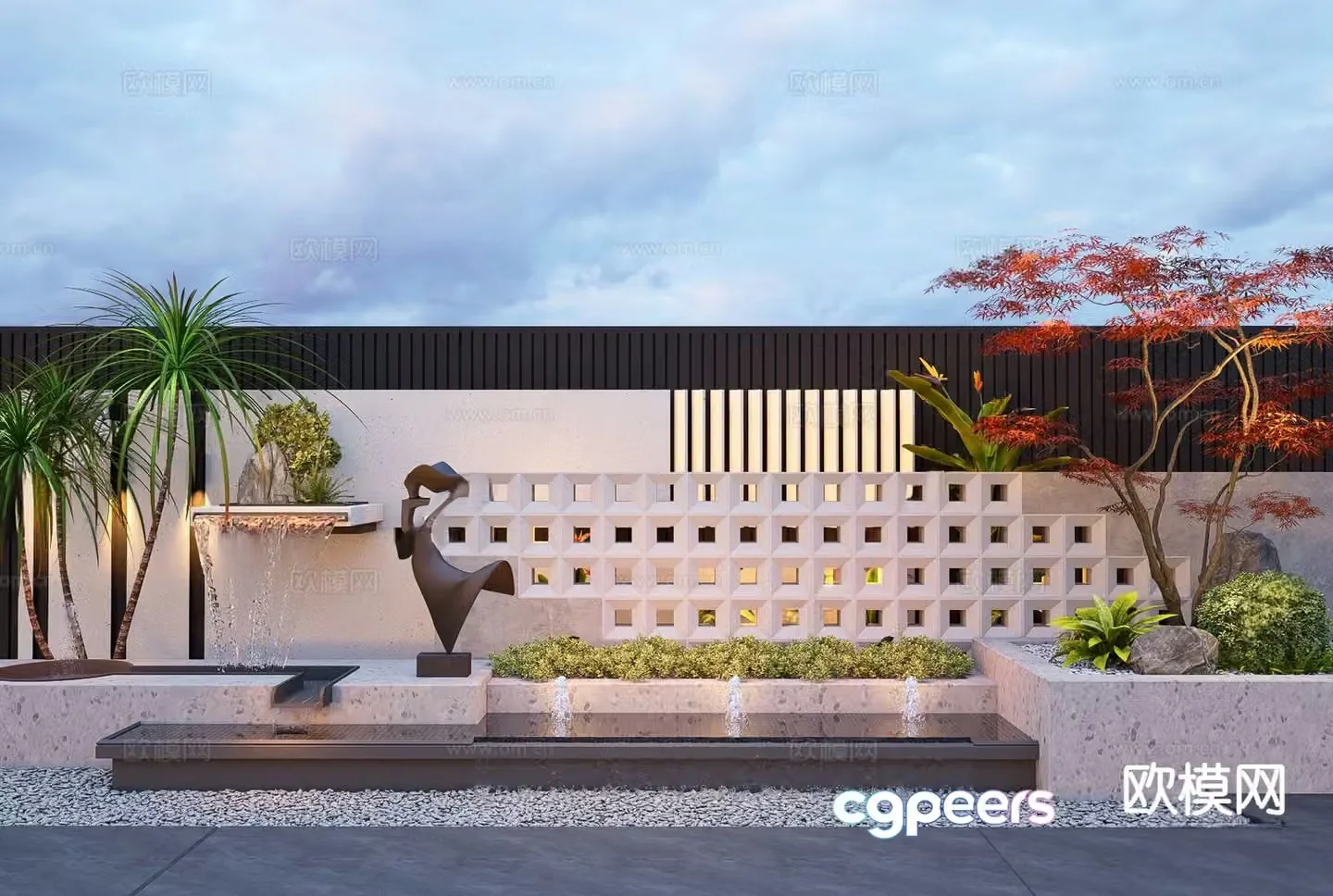 Courtyard landscape garden 3d model