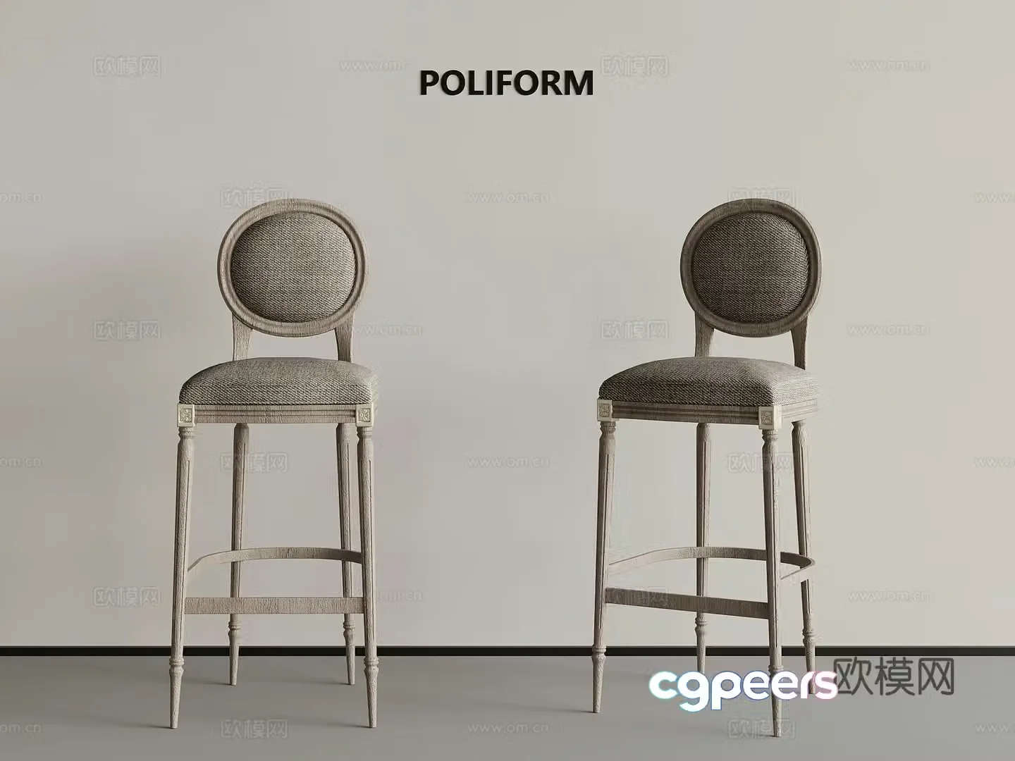 Bar chair American style bar chair Dining chair 3d model