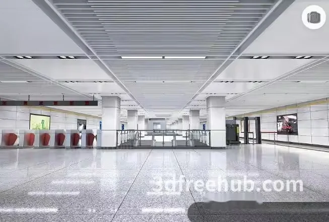 The Main Subject Is A Modern Airport Terminal With White Walls And Floors 3D Model – 18770 – VRAY Render