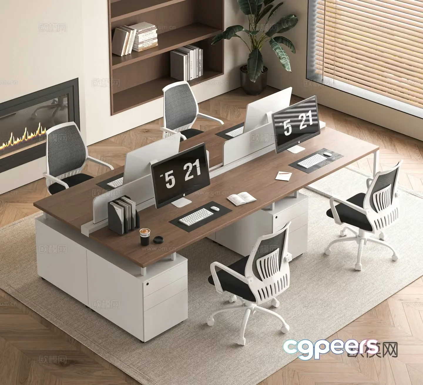 Modern office desk and chair combination 3D model