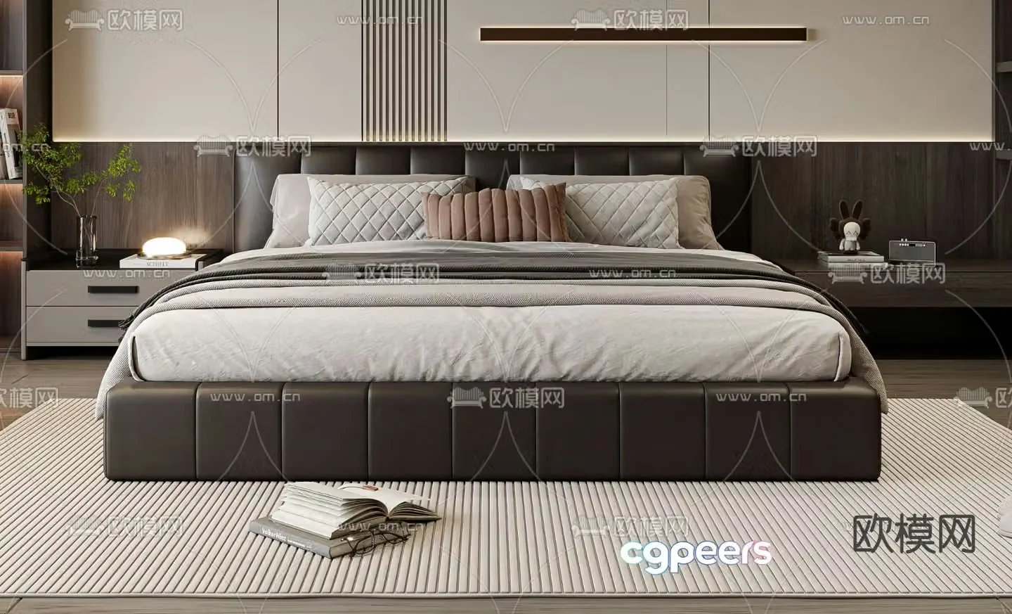 Modern double bed 3d model