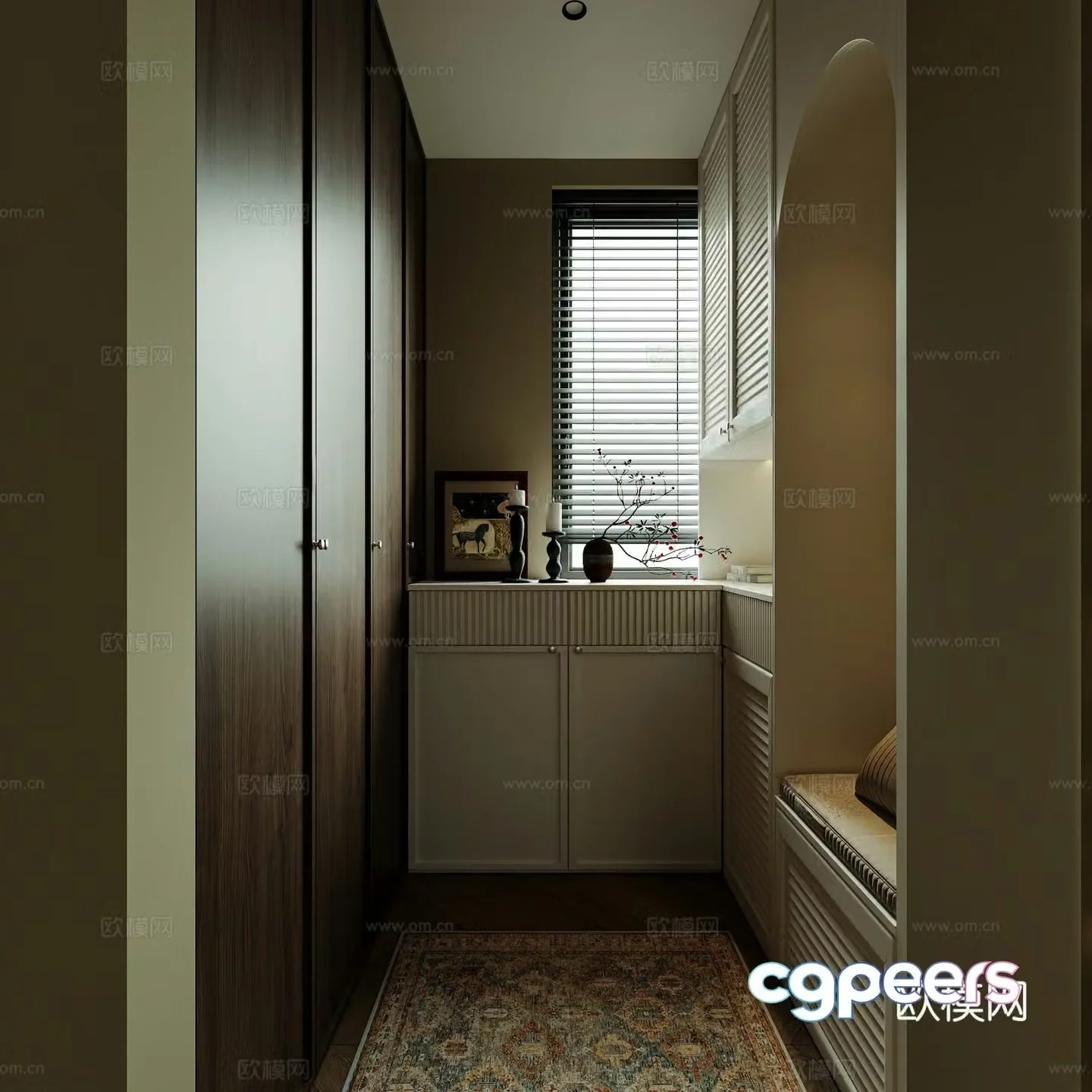 Modern Nanyang retro shoe cabinet shoe cabinet wardrobe decoration cabinet chest of drawers accessories combination 3D model