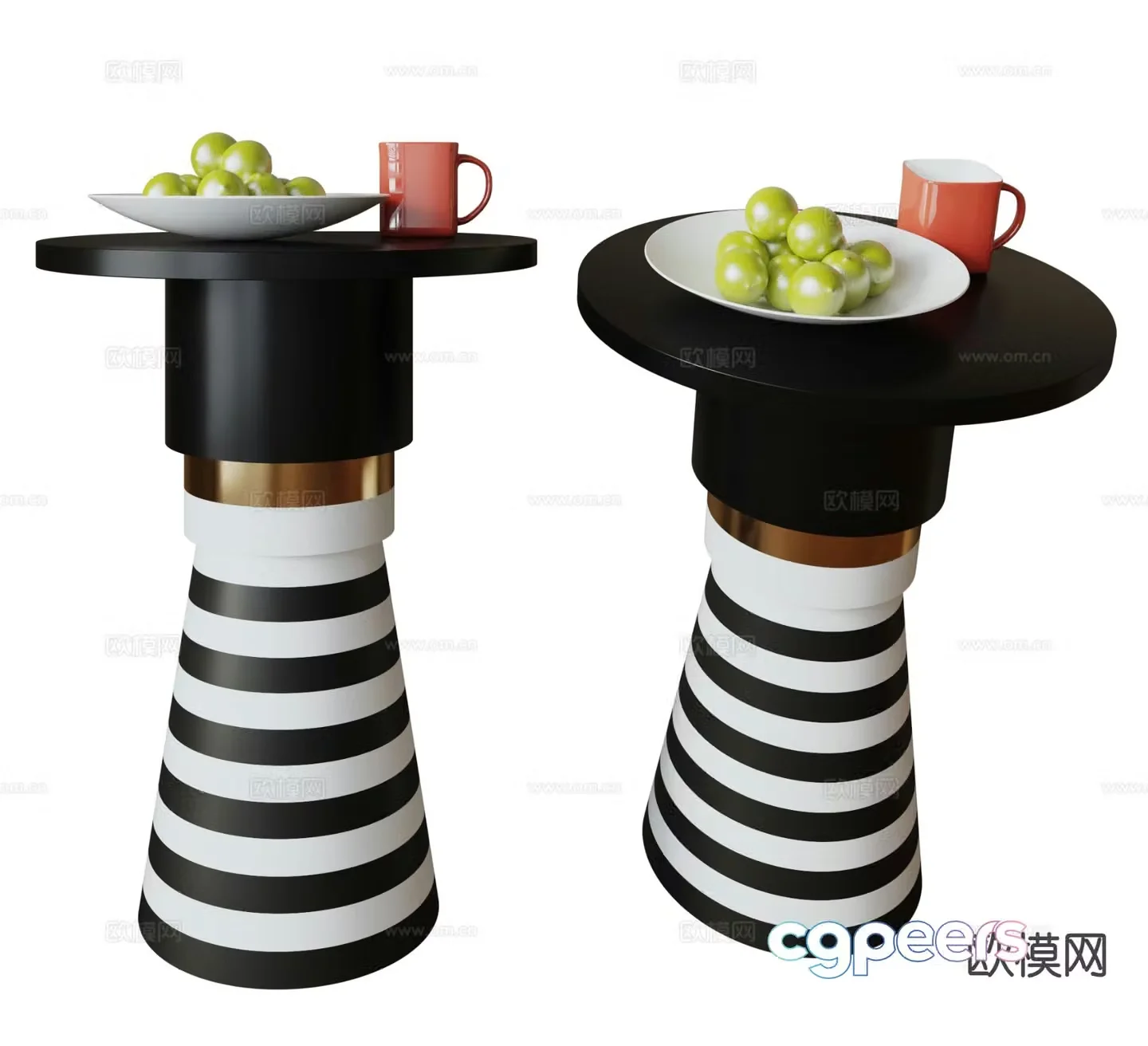 French round table side table table 3d model