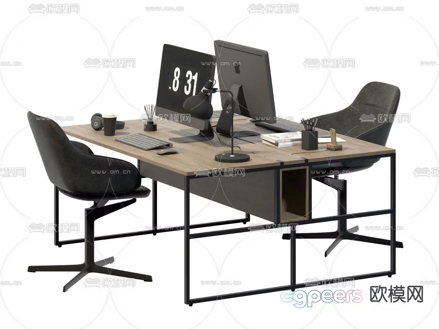Office desk chair work station card space 3D model