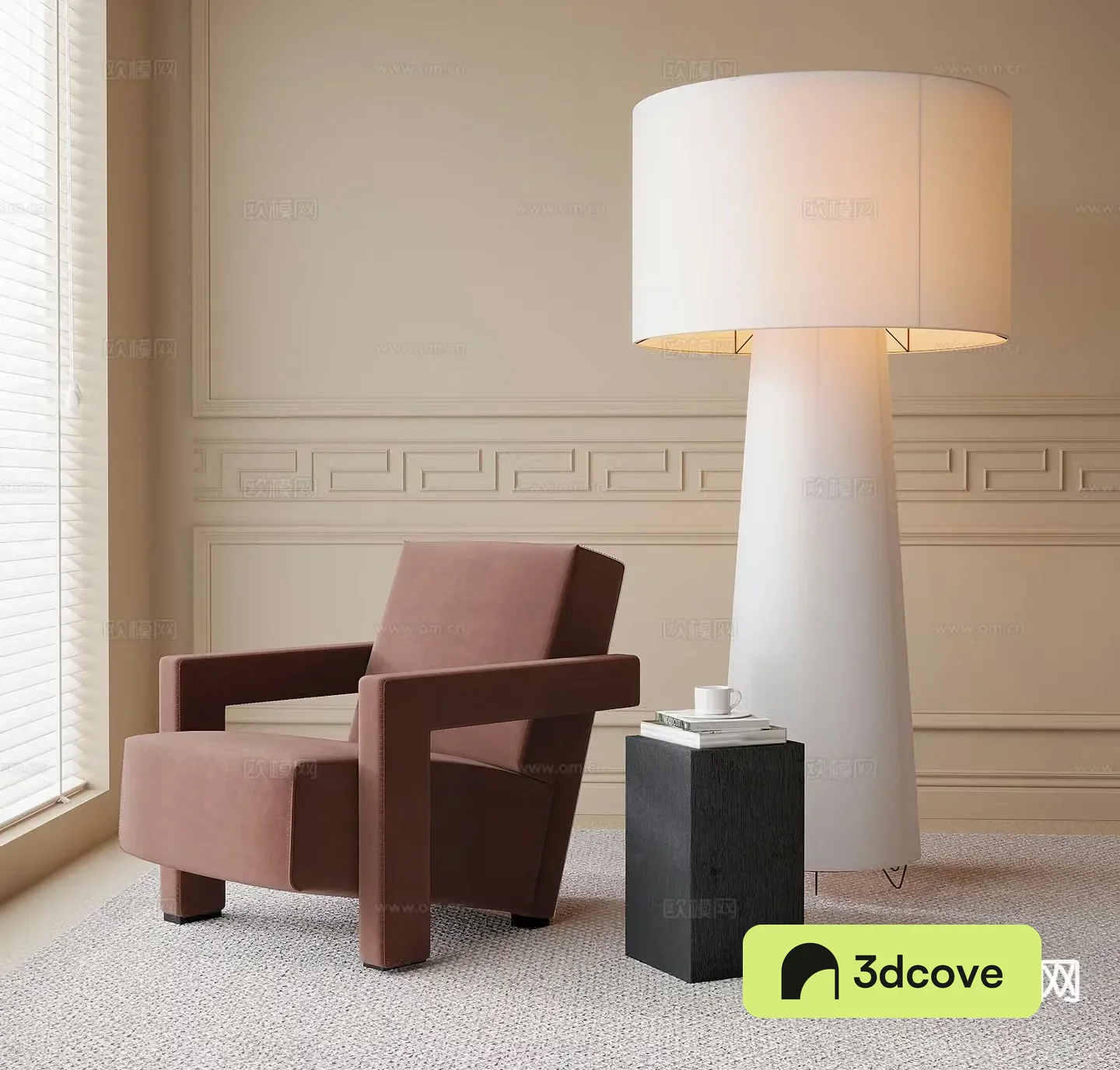French lounge chair armchair floor lamp