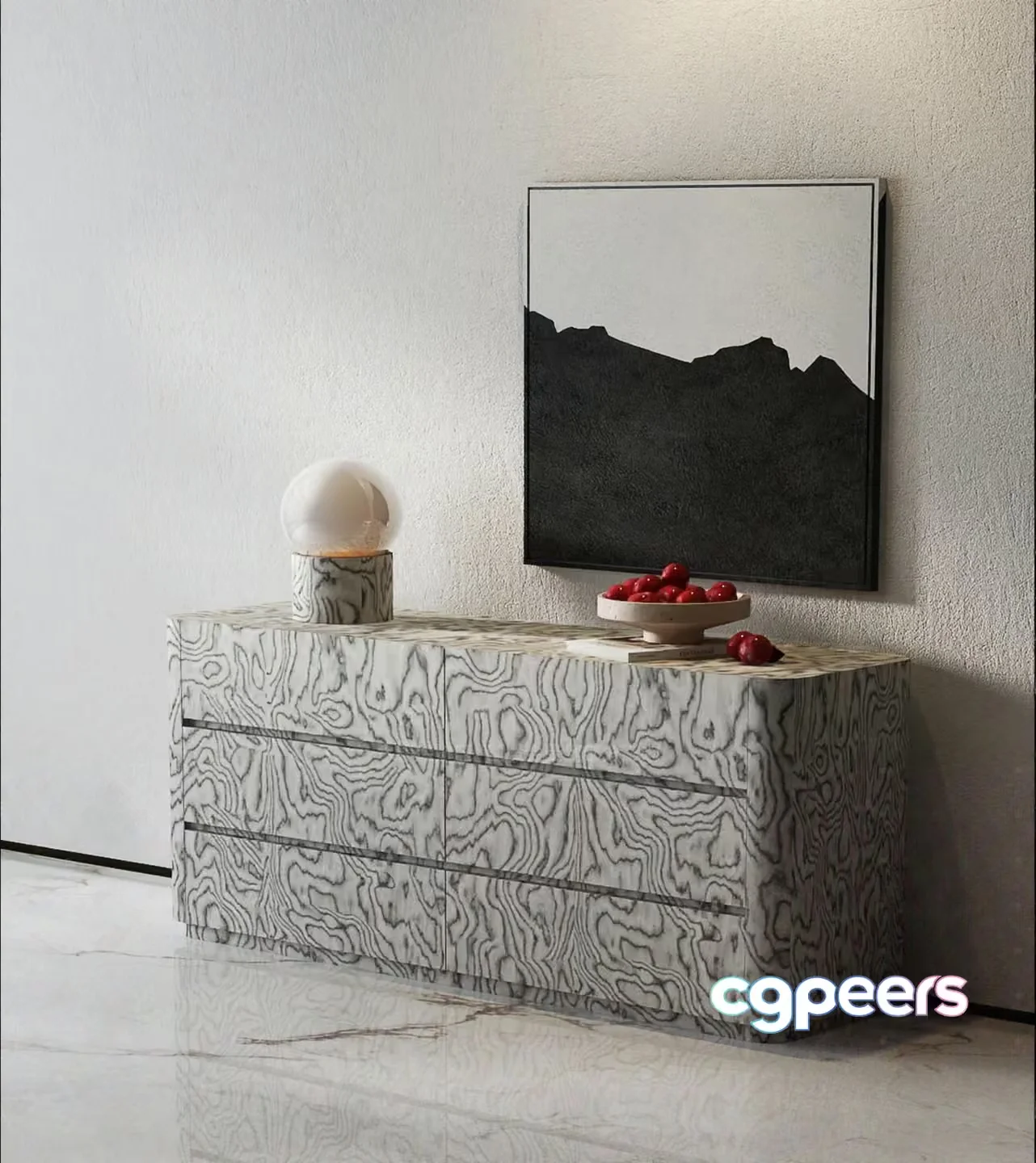 Modern Marble Sideboard 3D Model – 23381 – VRAY Render