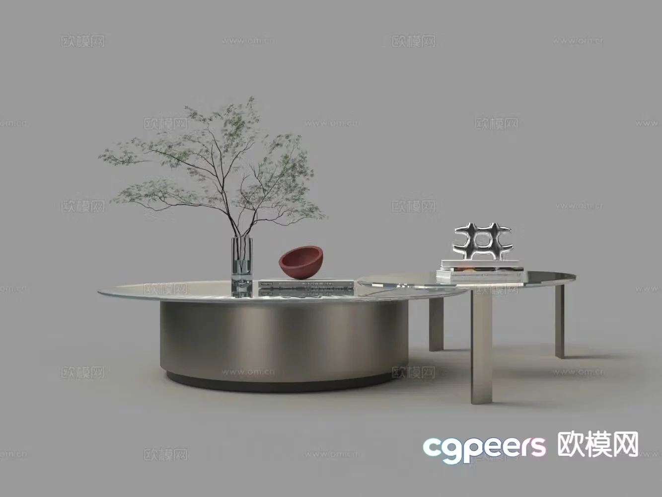 Modern double coffee table 3d model