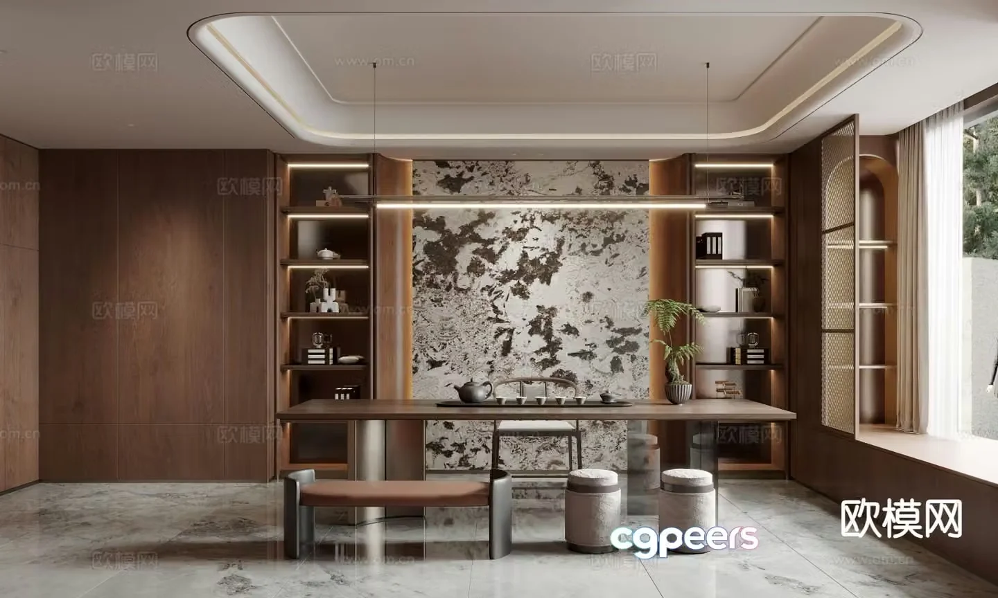 Modern tea room tea tasting room 3d model