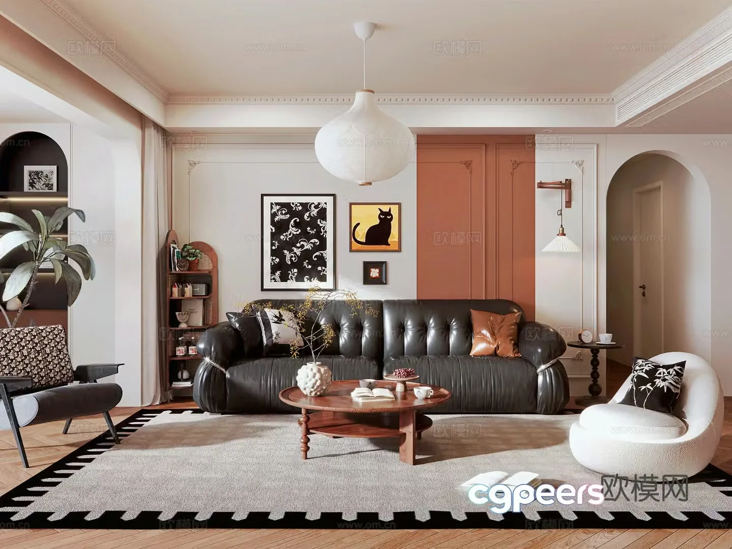 Middle-aged living room 3d model