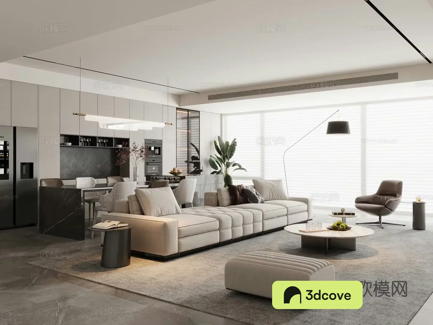 Modern living and dining room horizontal hall sofa and coffee table combination sofa chair dining table and chair sideboard wine cabinet