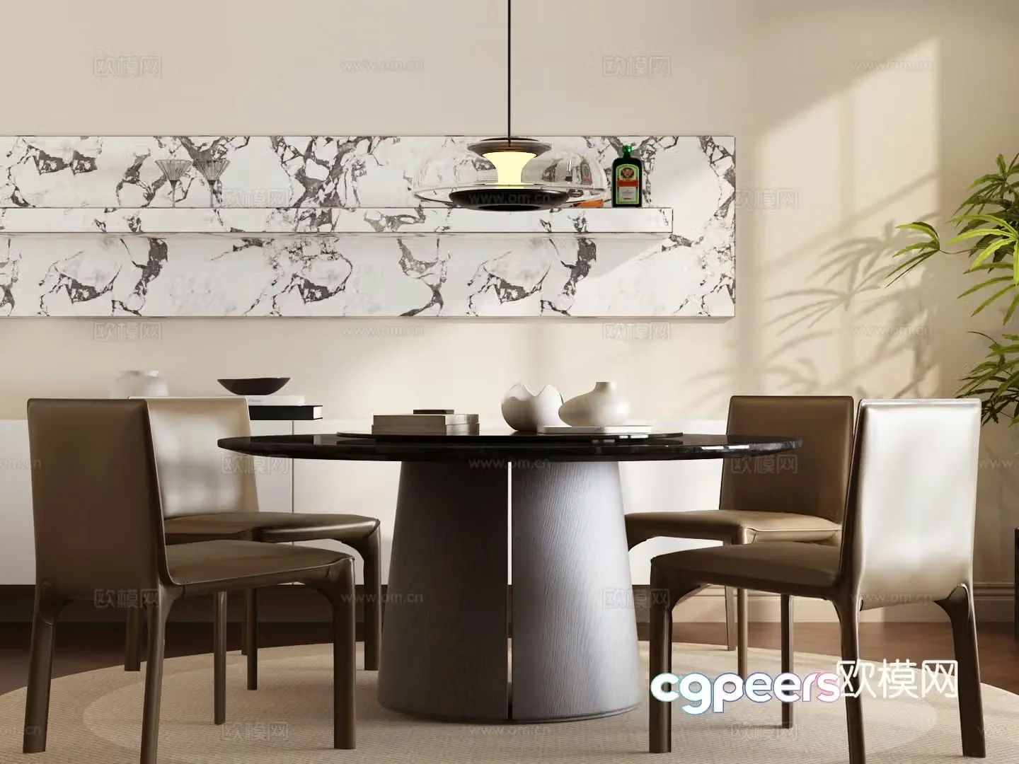 Modern dining table and chair Italian dining table and chair Modern Italian dining table and chair combination Italian minimalist dining table and chair set 3D model