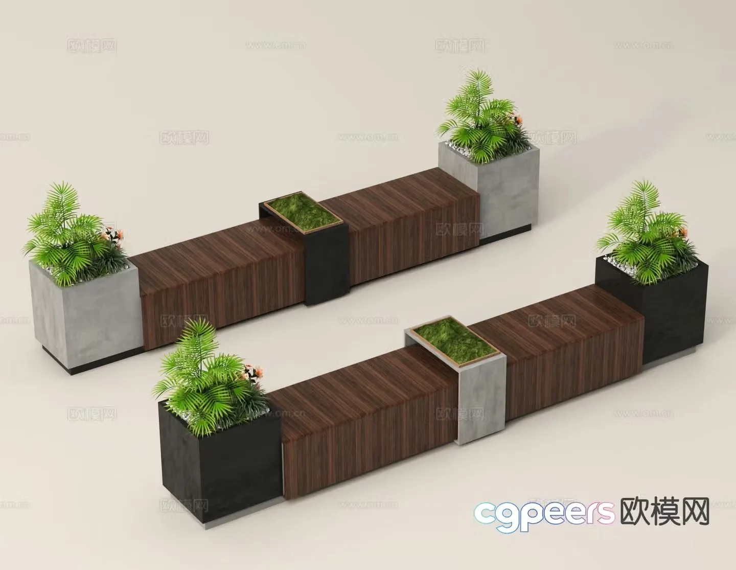 Outdoor chair park chair landscape seat bench 3d model