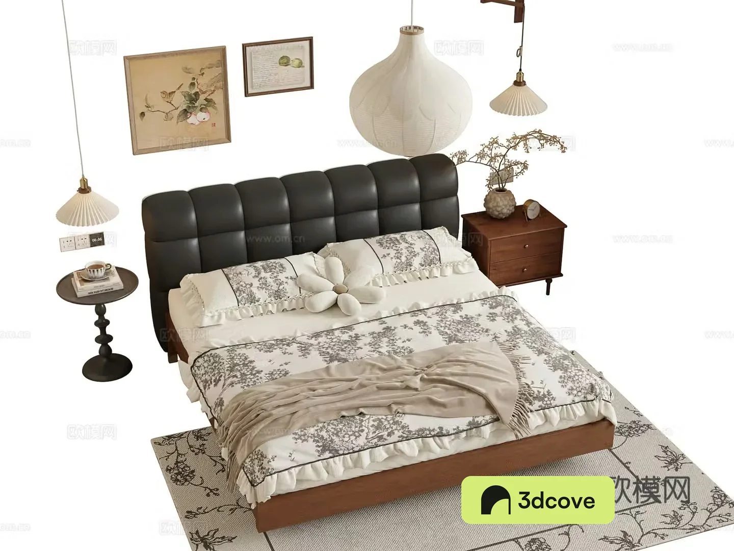 Middle -aged wind double bed