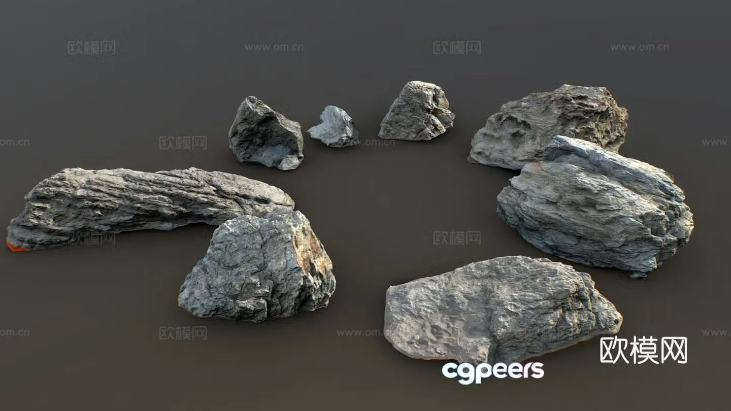Modern stone landscape stone stone pier Taishan stone Xuelang stone 3D model