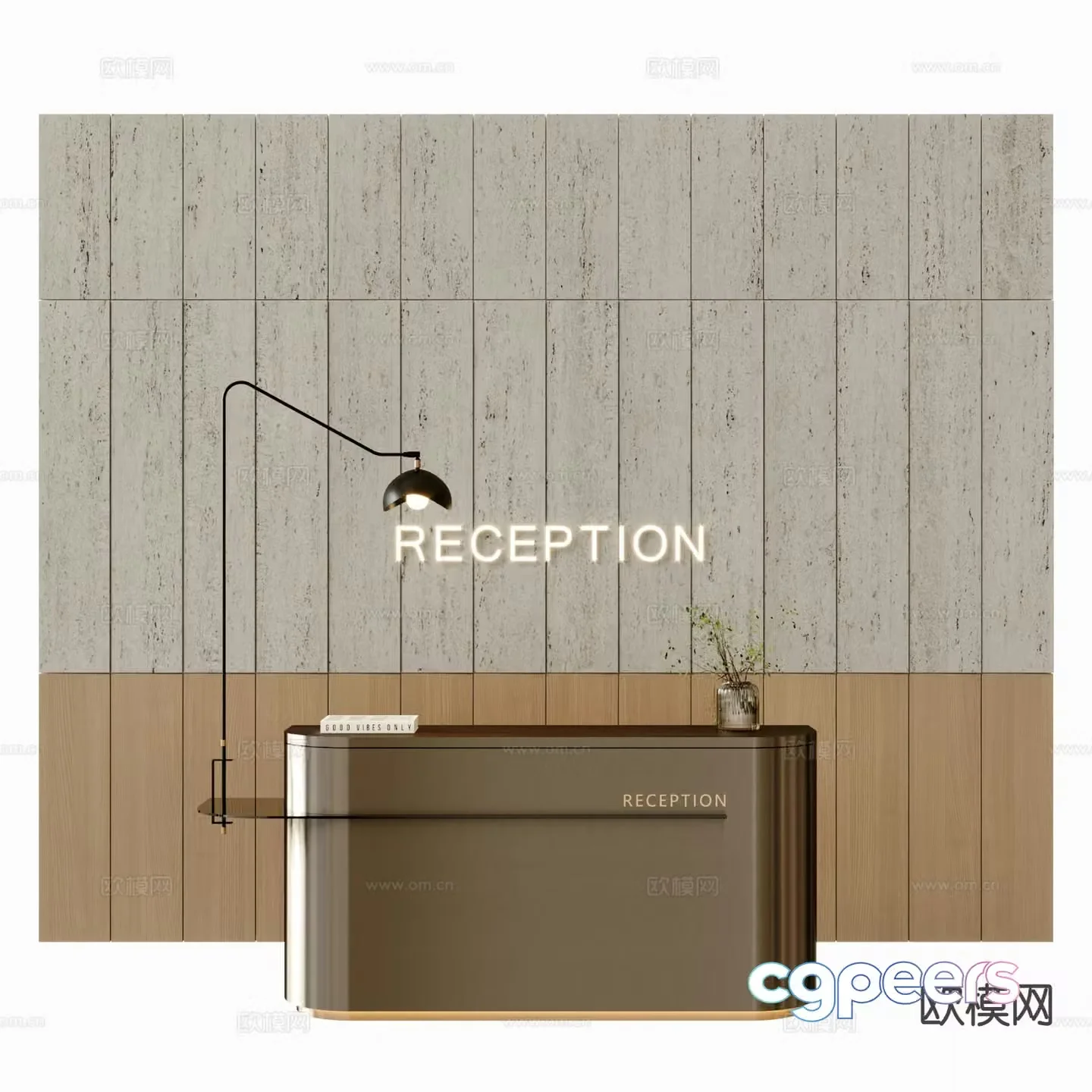 Modern front desk company reception desk reception desk 3d model