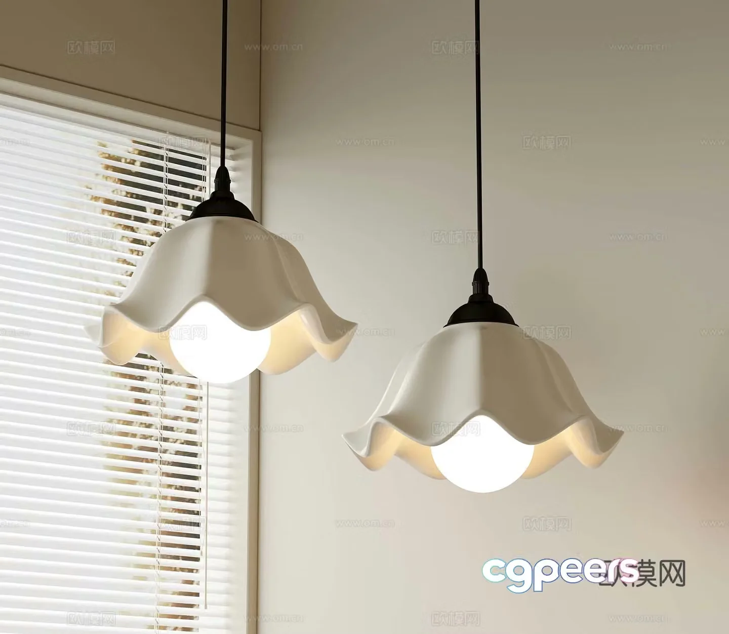 10 cream wind chandelier fishing line chandelier small chandelier 3d model