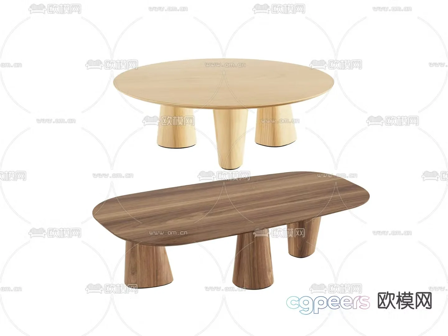 Solid wood coffee table round coffee table 3D model