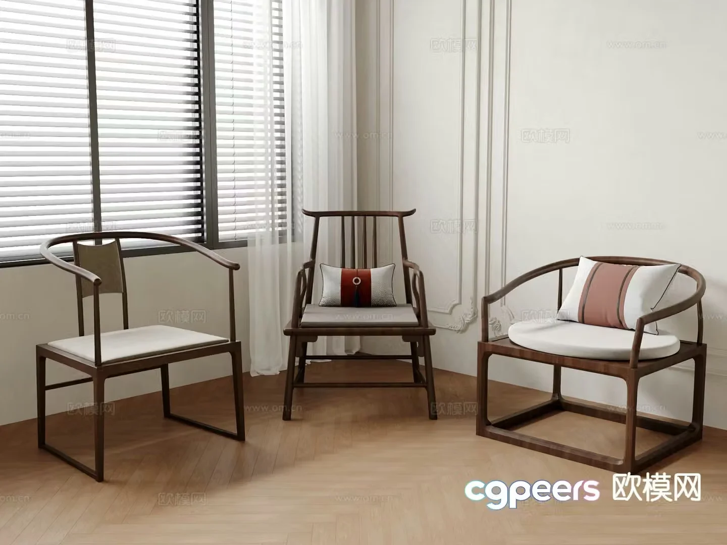 Chinese style chair Taishi chair armchair 3d model