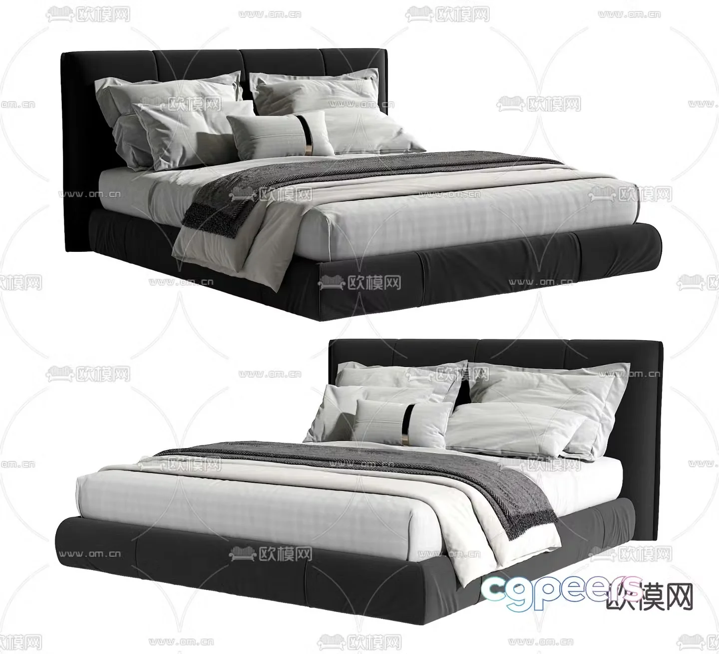 Modern double bed 3d model