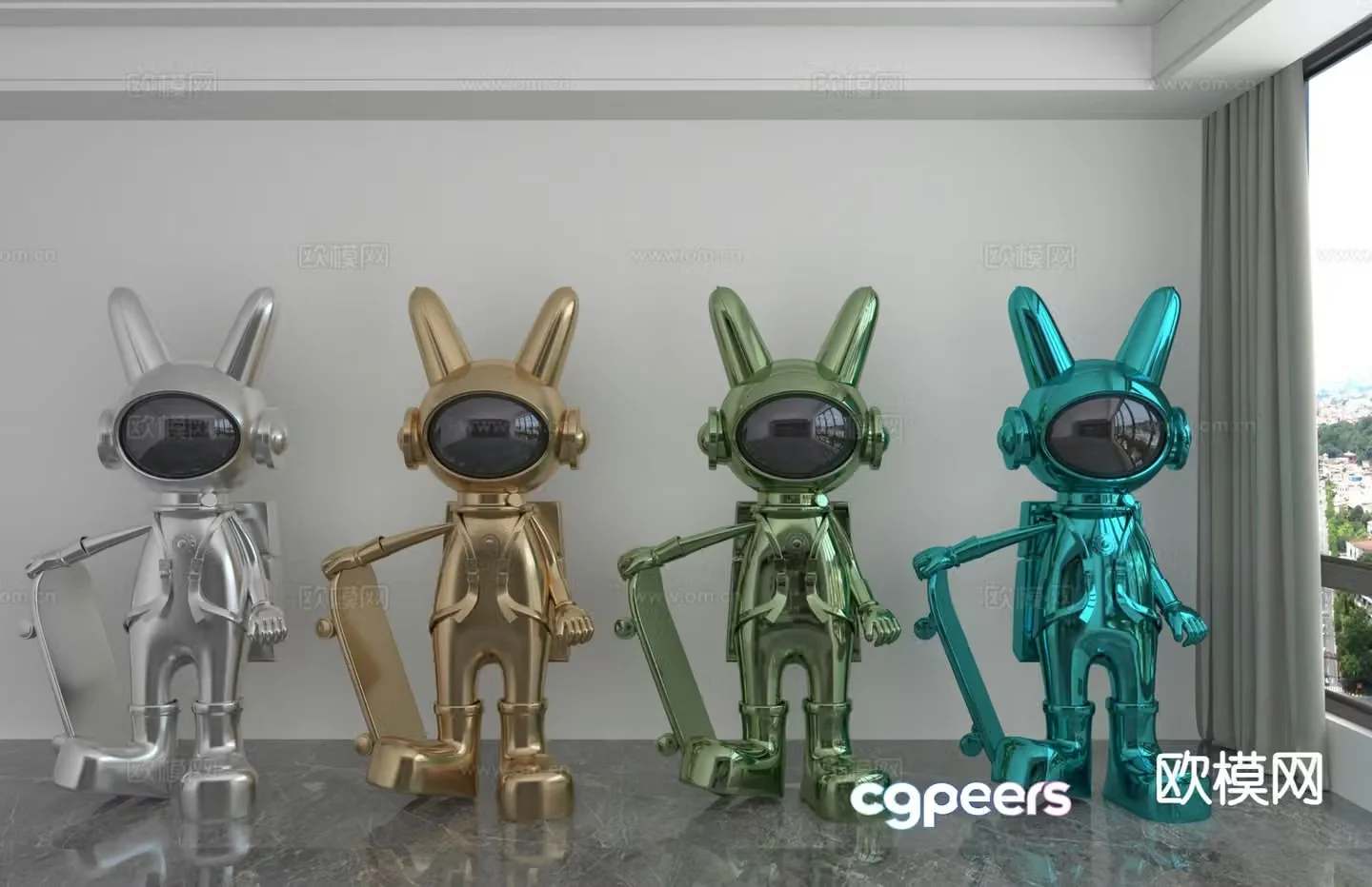 Modern color laser astronaut trendy ornament 3D model