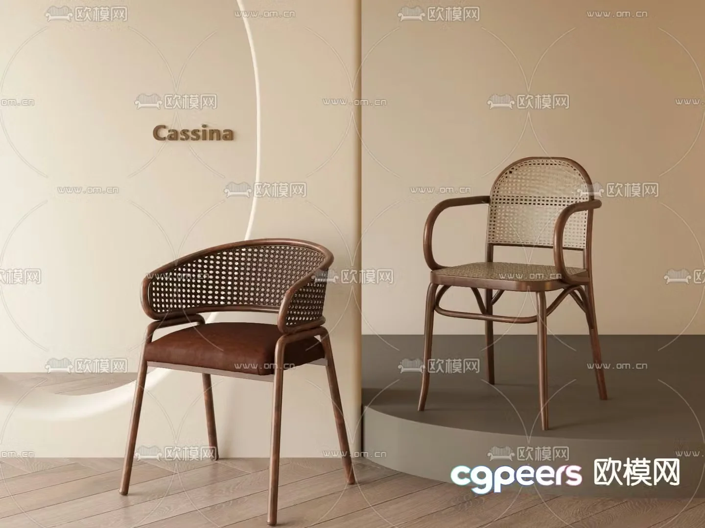 Medieval style chair rattan dining chair 3d model