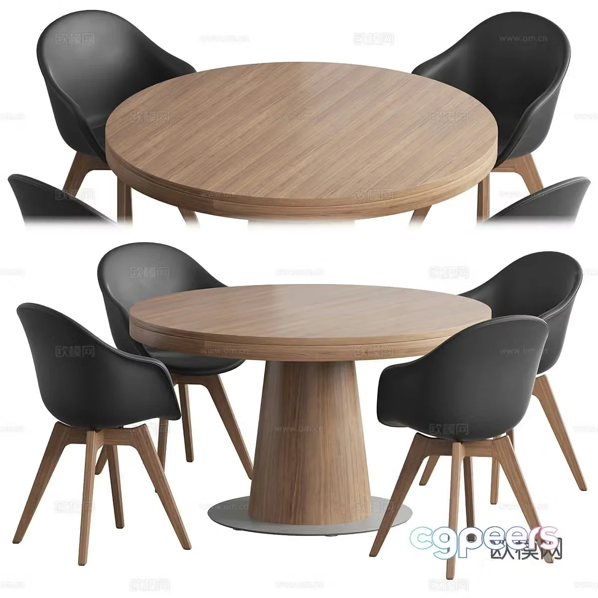 New Chinese dining table and chair 3D model