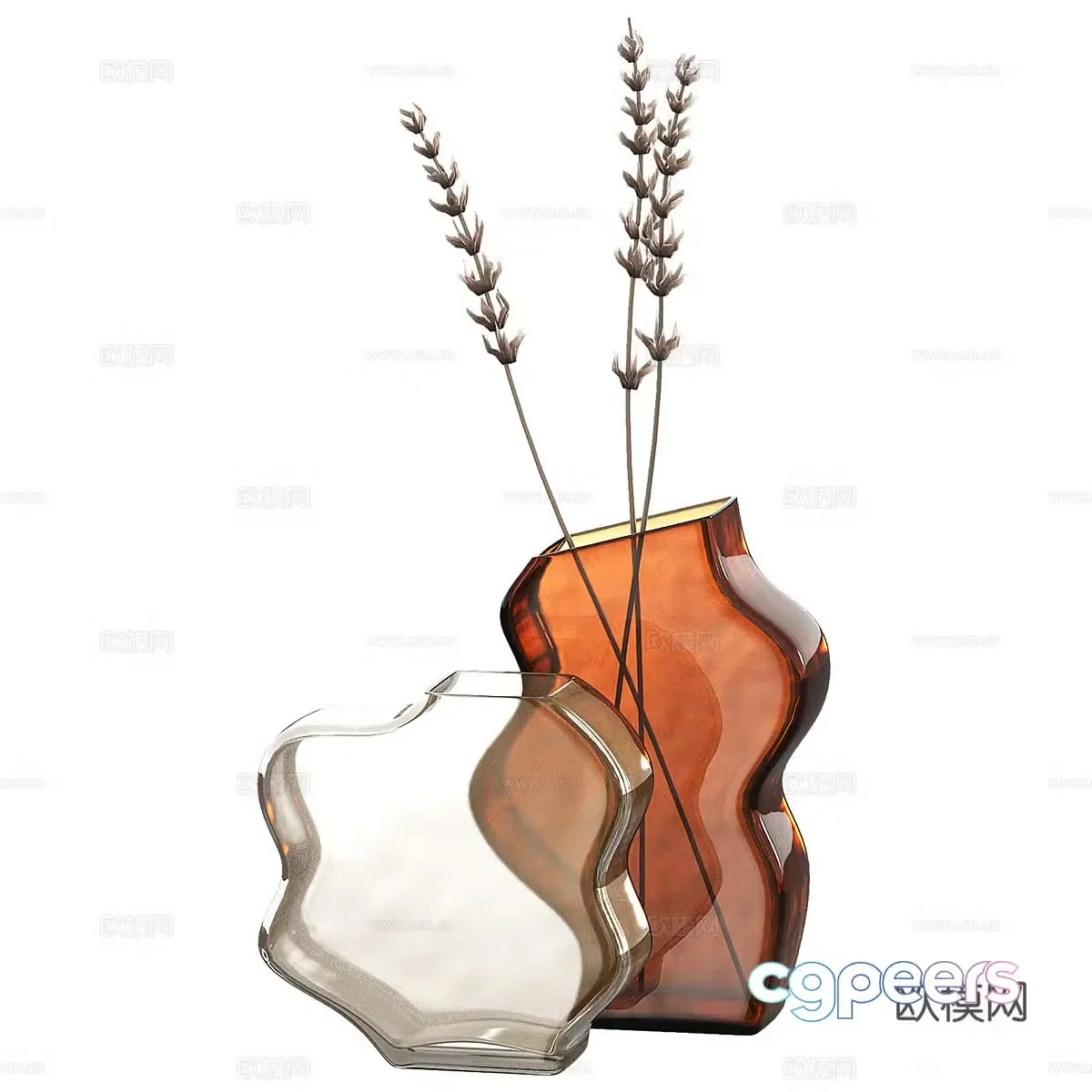 Modern decorative glass vase frosted stained glass 3d model