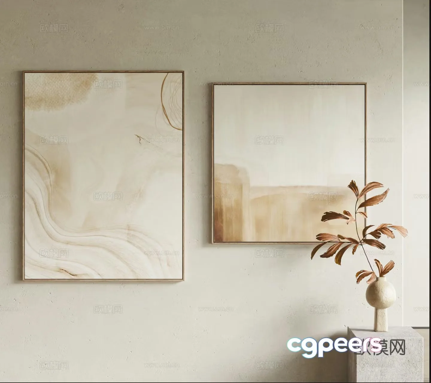Creamy wind hanging painting combination 3D model
