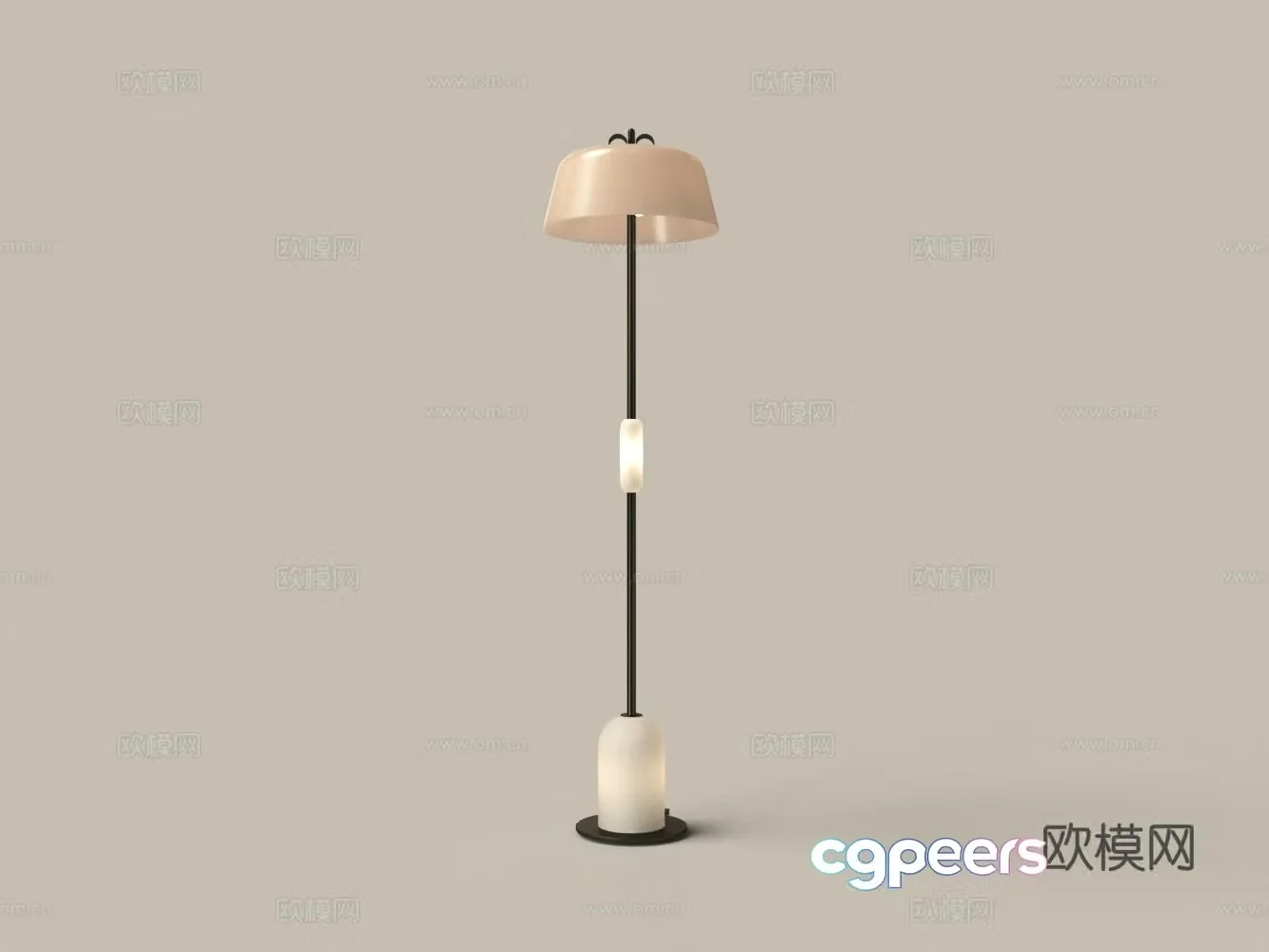 Modern glass lampshade floor lamp 3d model
