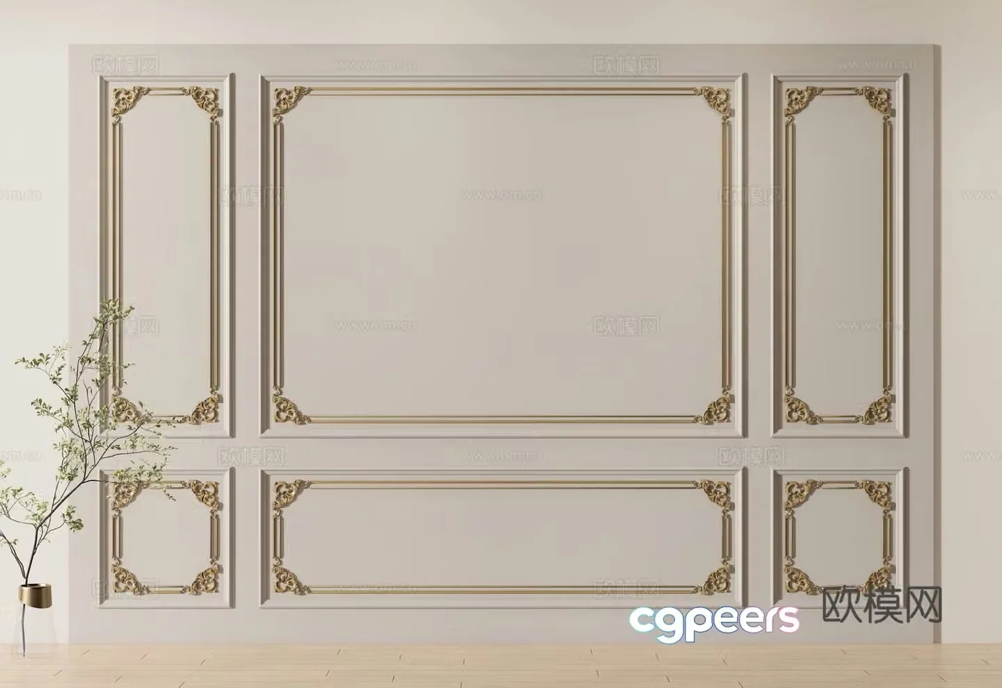 French wainscot background wall 3d model