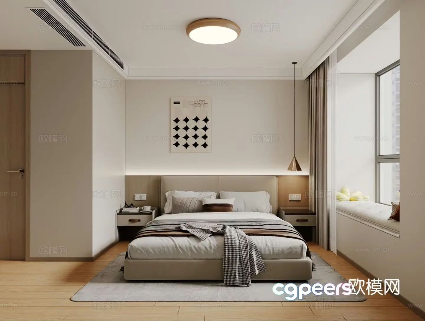 Modern ceiling light bedroom hanging painting chandelier 3d model