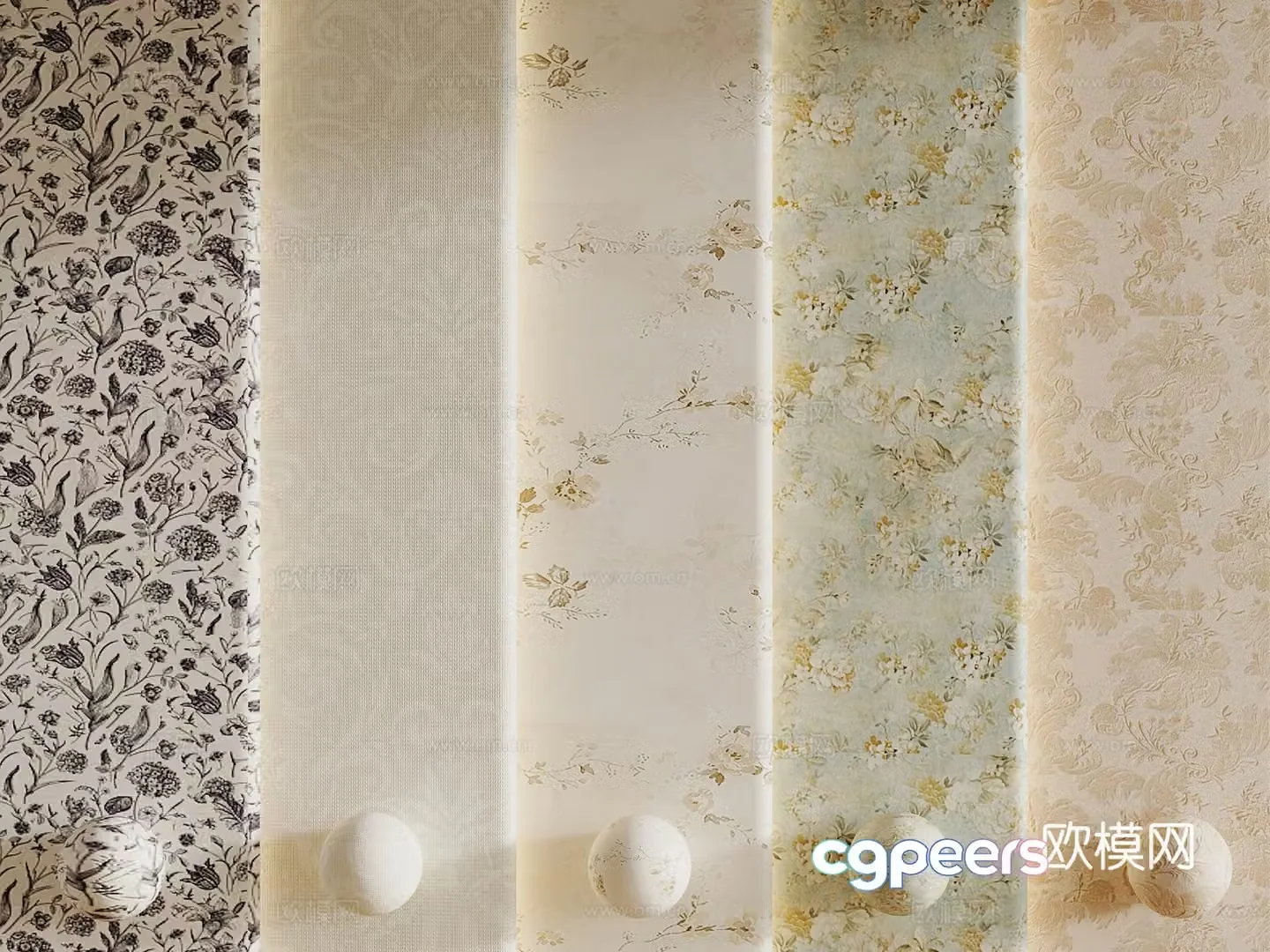 French cloth pattern wall panel pattern wall panel background wall 3d model