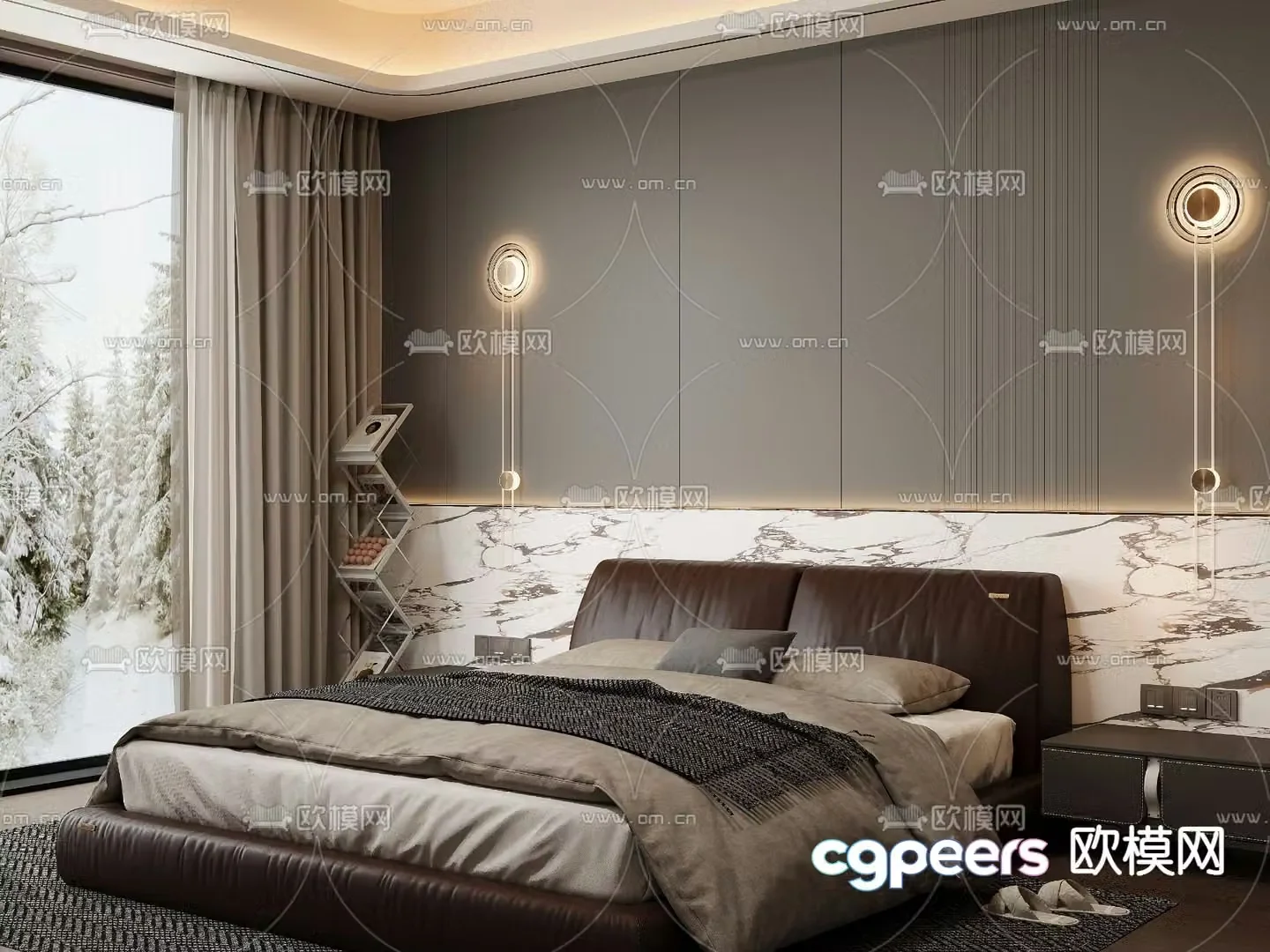 Modern double bed 3d model