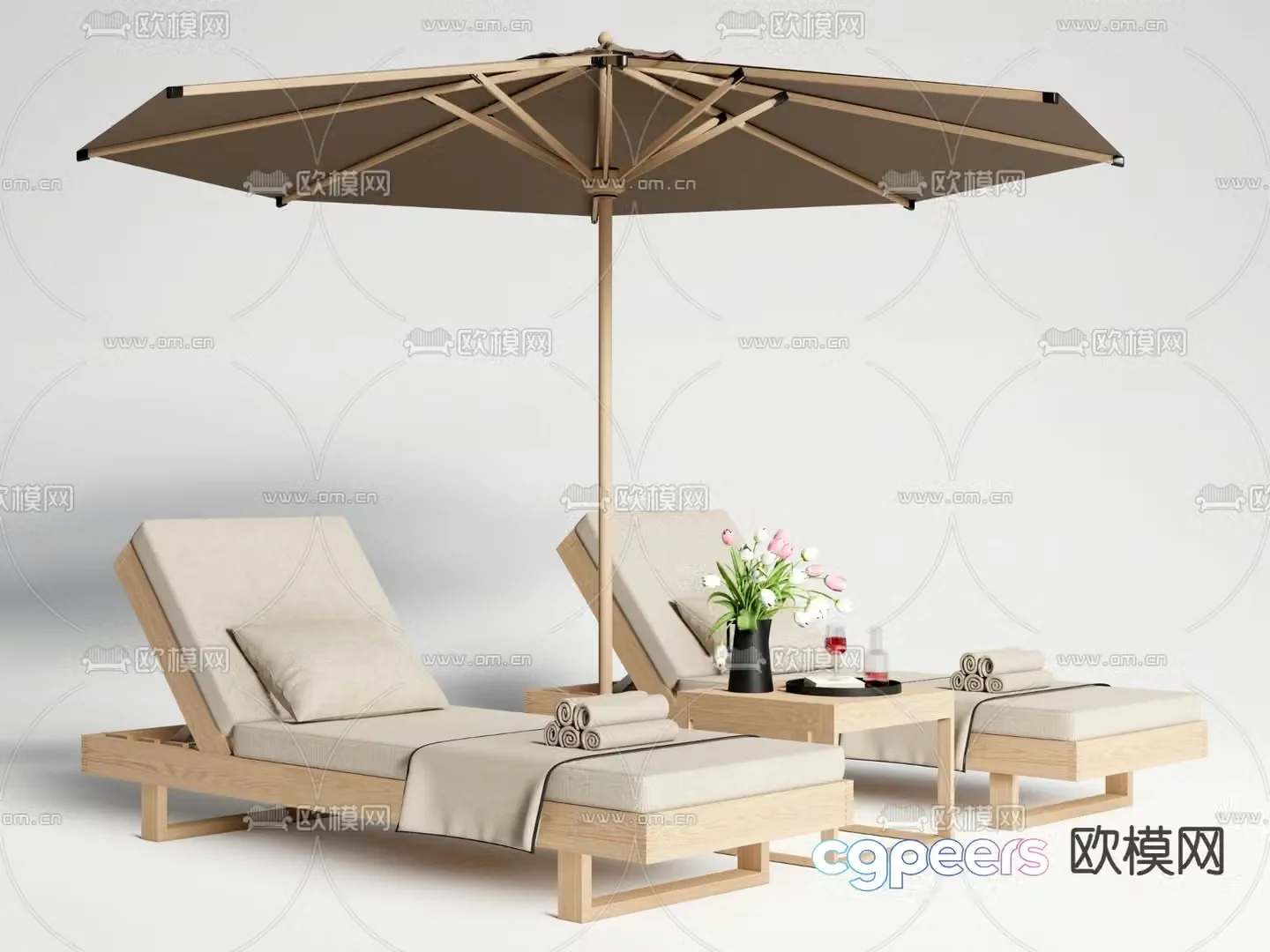 Outdoor lounge chair patio lounge chair beach chair 3d model