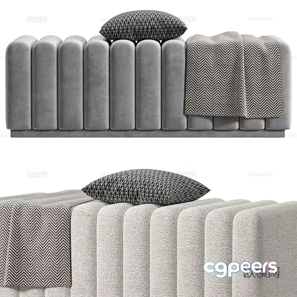 Modern light luxury BENTE sofa stool 3D model