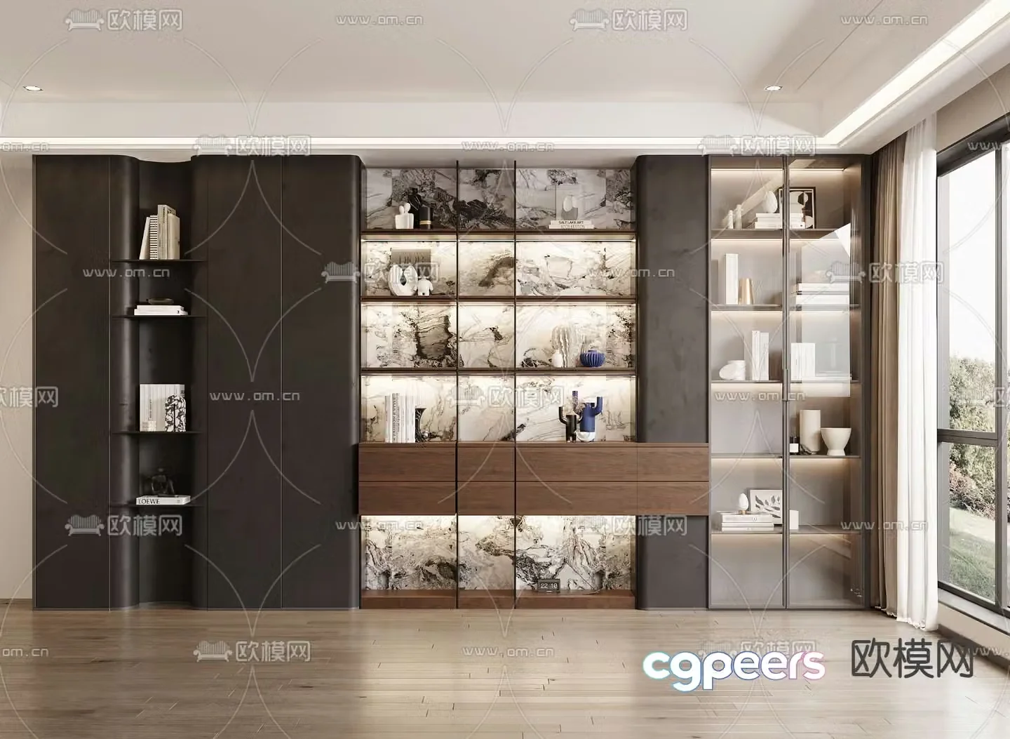 Modern bookcase decorative cabinet 3d model