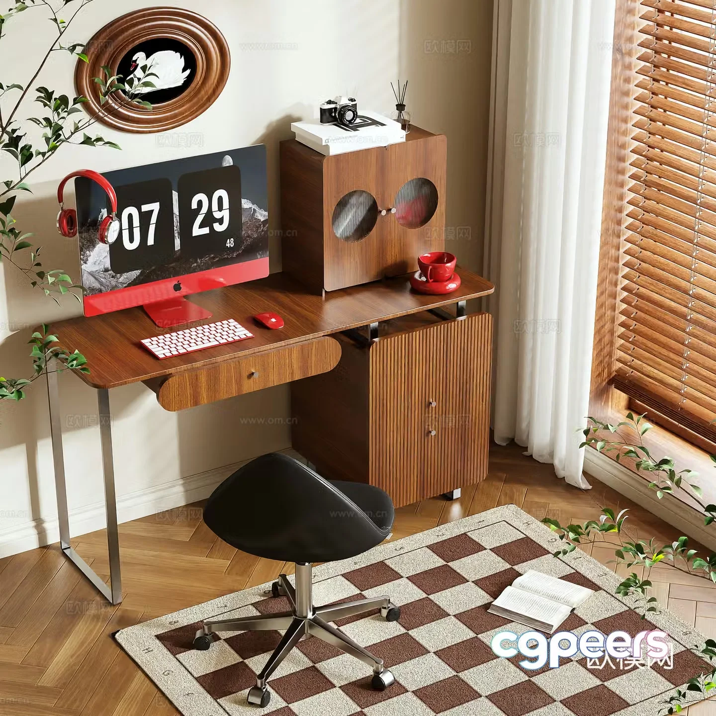 Middle-aged style desk 3d model