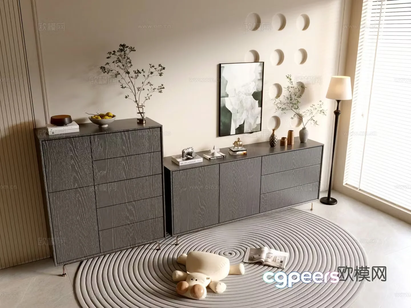 Modern black porch cabinet sideboard cabinet balcony cabinet storage cabinet entrance porch cabinet 3D model