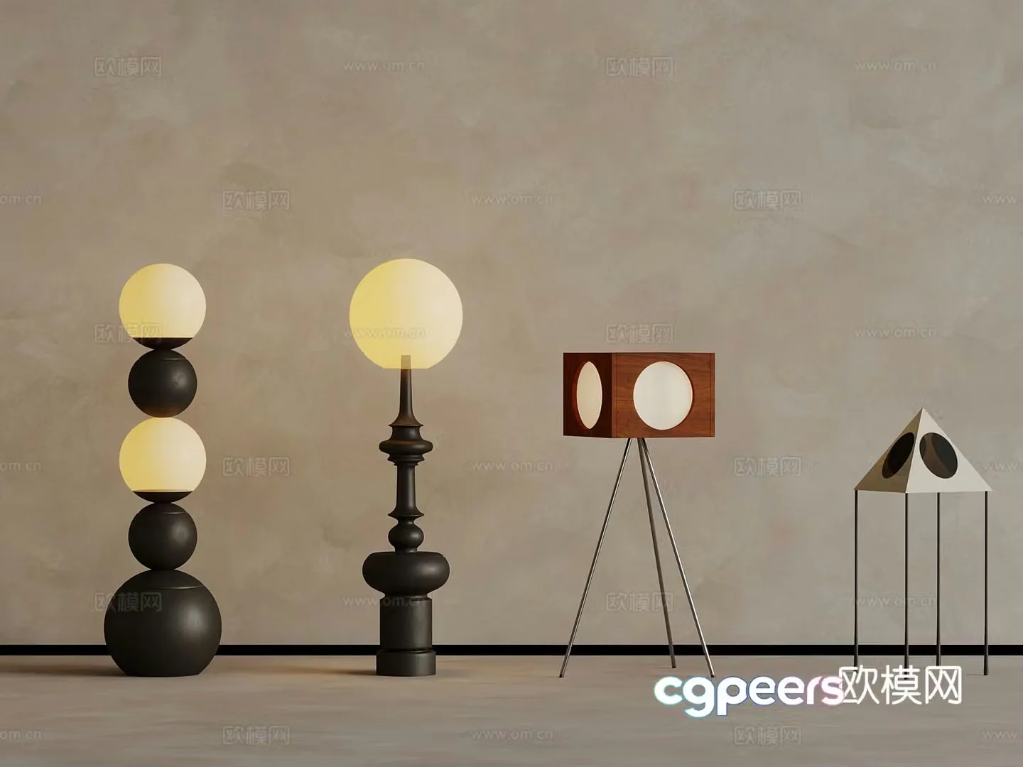 French minimalist floor lamp 3d model